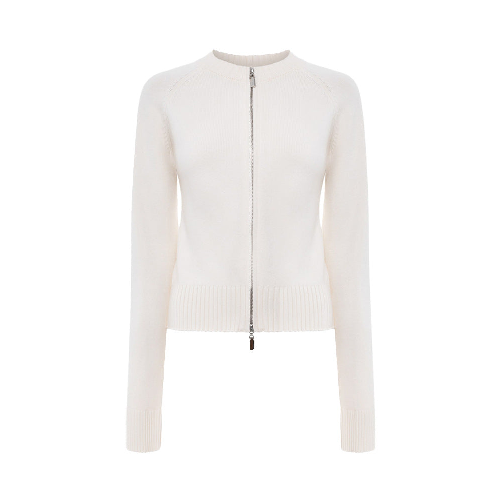Damen Rippstrickpullover Weiches Baumwollmix Eleganter Schnitt Beige
