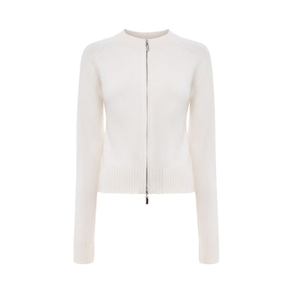 Damen Rippstrickpullover Weiches Baumwollmix Eleganter Schnitt Beige