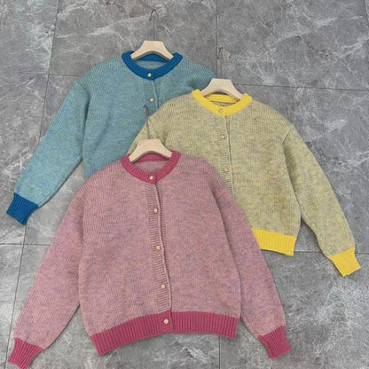 Damen Strickjacke Kunstvolles Muster Farbige Akzente Eveloria