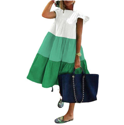 Damen Sommerkleid Volantdesign Luftig Pastell