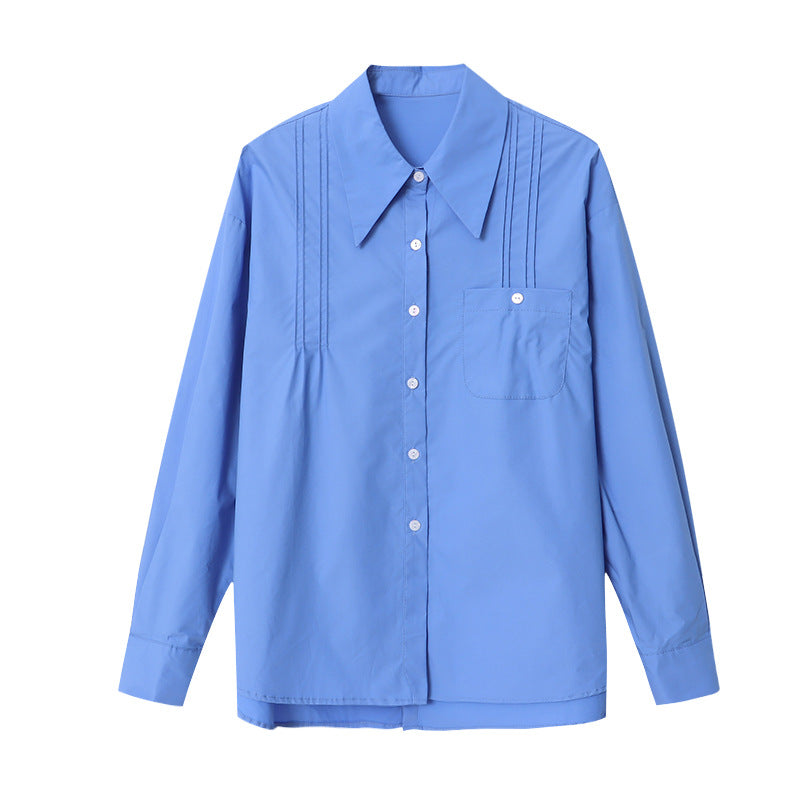Damen Bluse Klassisch Falten Ärmel Weiß