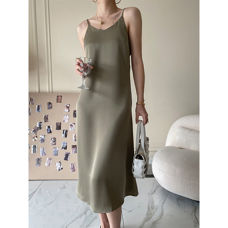 Damen Maxikleid dünn Spaghettiträger Fließend Eveloria - Eveloria