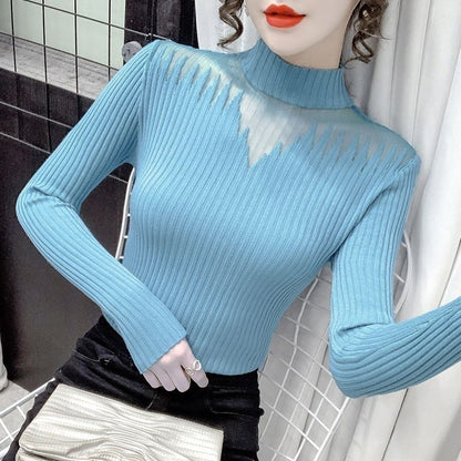 Damen Pullover Transparente Akzente Eveloria