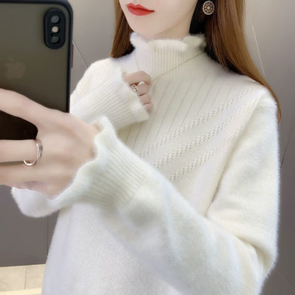 Damen Rollkragenpullover Strukturiertes Design Eveloria
