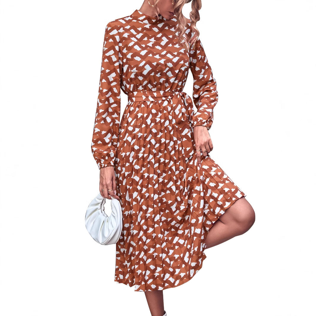 Damen Midikleid Rüschendetails Muster Eveloria