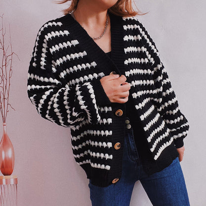 Damen Strickjacke Breite Streifen Eveloria