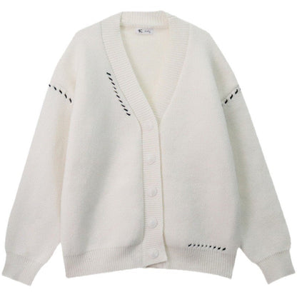 Damen Strickcardigan Weich Groß Knöpfe Beige