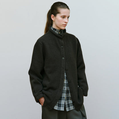 Damen Wolljacke Stehkragen Wärmend Anthrazit Eveloria