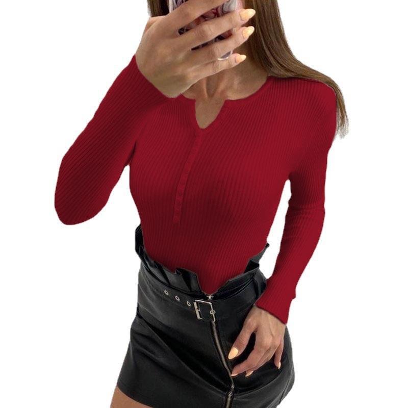 Damen Langärmliges Oberteil V-Ausschnitt Strukturierter Look
