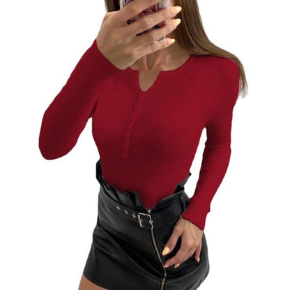 Damen Langärmliges Oberteil V-Ausschnitt Strukturierter Look