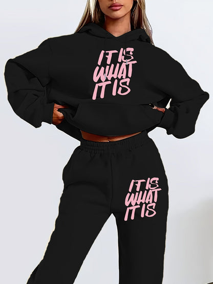 Damen Jogginganzug Statement-Print Lässiger Schnitt