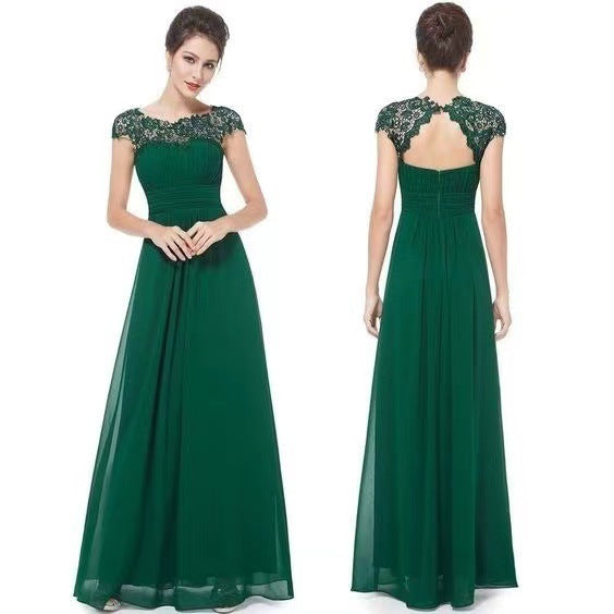 Damen Maxikleid Spitzenoberteil Fließender Rock Eveloria