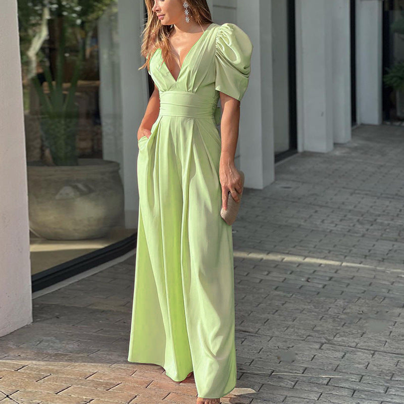Damen Jumpsuit Puffärmel Elegant Eveloria