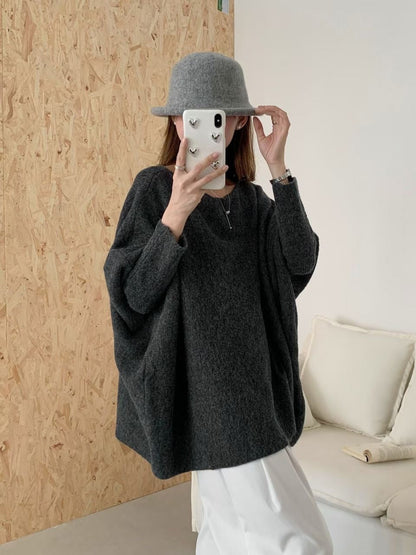 Damen Oversized Pullover Weiches Material Lässiger Schnitt Beige