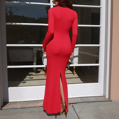 Damen Maxikleid mit V-Ausschnitt Spitze Eveloria