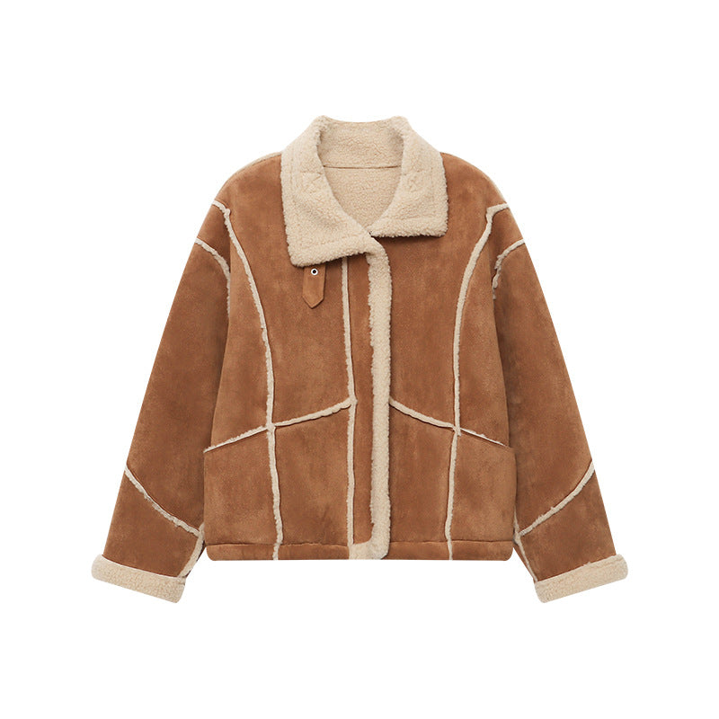 Damen Lederjacke Kunstleder Samtig