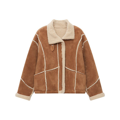Damen Lederjacke Kunstleder Samtig