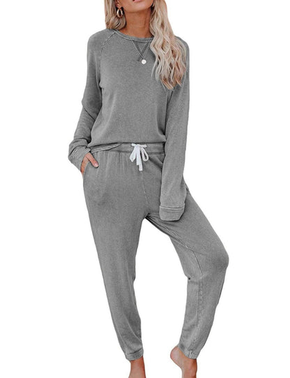 Damen Lounge-Set Oversized-Pullover und Hose Bequem Grau Eveloria