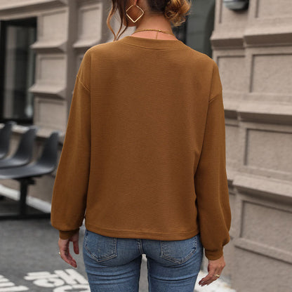 Damen Pullover V-Ausschnitt Waffelstrick Eveloria