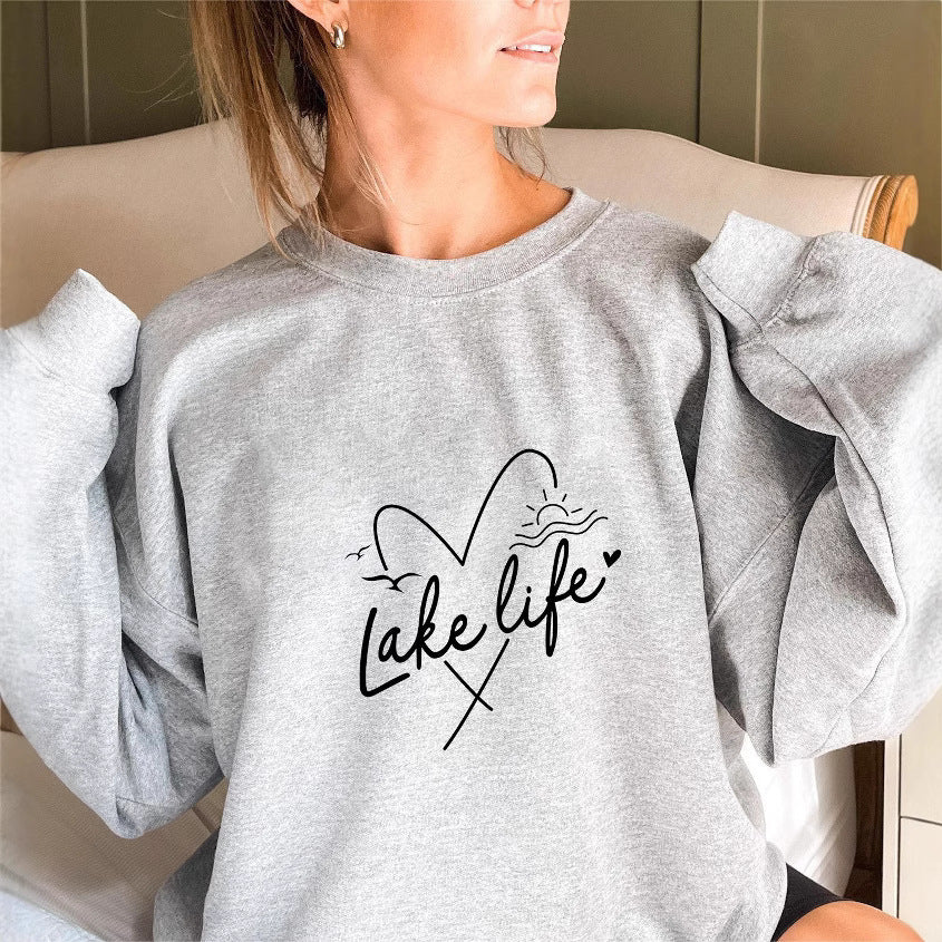 Damen Sweatshirt Kurzarm Herzmotiv Eveloria