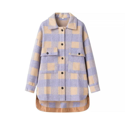 Damen Oversized Flanelljacke Karomuster Eveloria