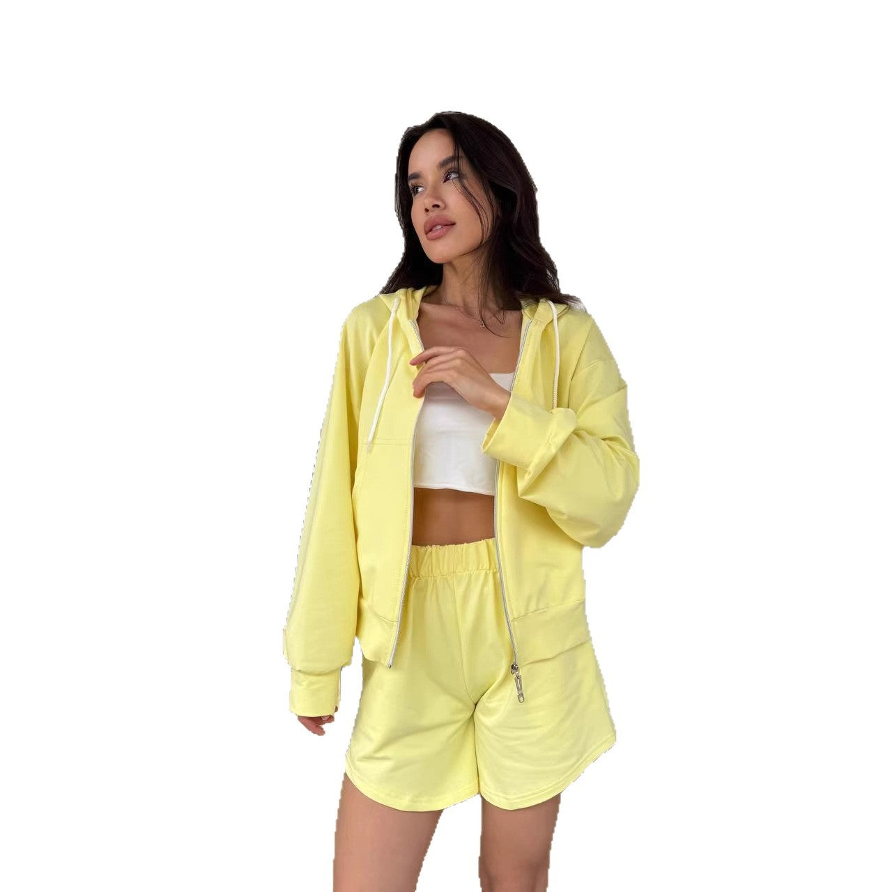 Damen Lässiges Hoodie Shorts Set Eveloria