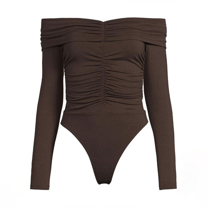 Damen Off-Shoulder-Shirt Raffungen Länge Ärmel Eveloria