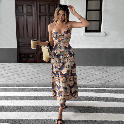 Damen Maxikleid Trägerlos Floralmuster Eveloria