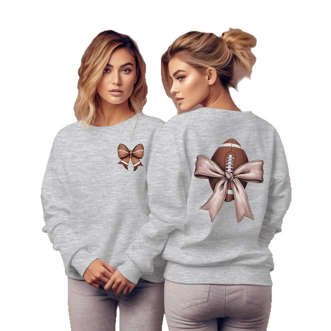 Damen Sweatshirt Footballmotiv Schleifenakzent