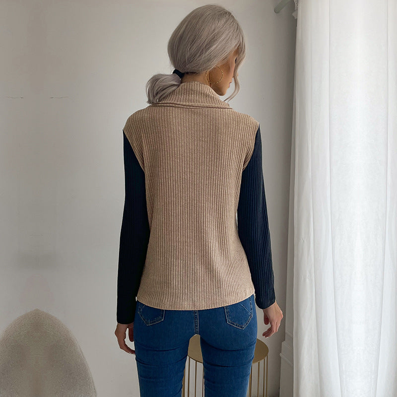 Damen Strickpullover Asymmetrisch Dekorativer Kragen