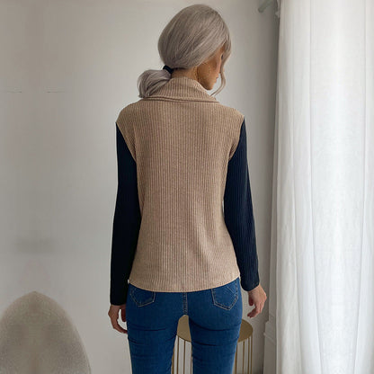Damen Strickpullover Asymmetrisch Dekorativer Kragen