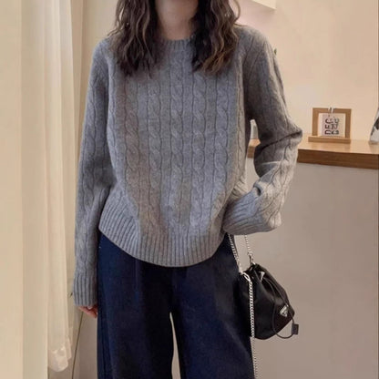 Damen Strickpullover Kabelmuster