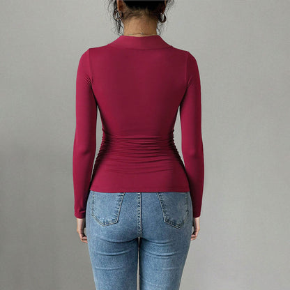 Damen Body Figurbetonter Herz-Ausschnitt Drapierung Elegant