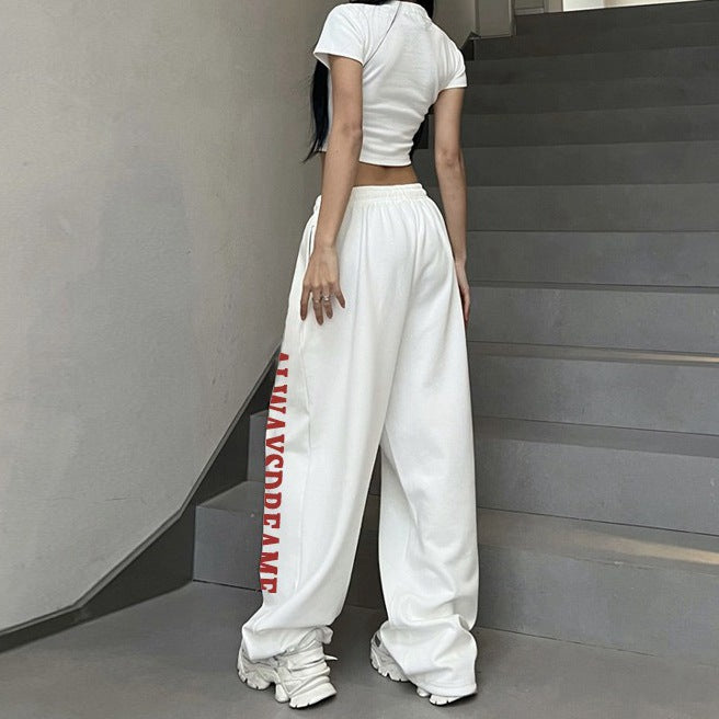 Damen Sweatpants Elastischer Bund Motivierender Schriftzug