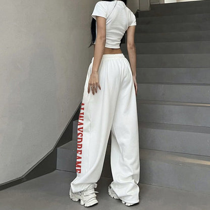 Damen Sweatpants Elastischer Bund Motivierender Schriftzug