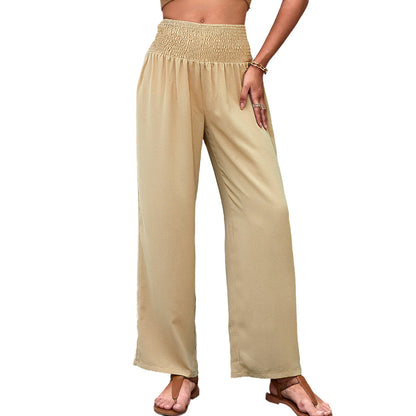 Damen Palazzo-Hose Elastischer Taillenbund Weites Bein