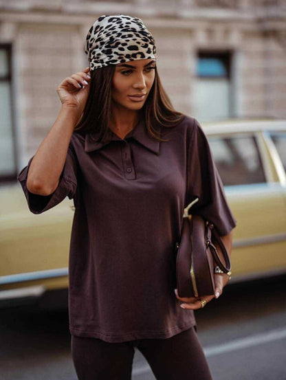 Damen Polo-T-Shirt Lässige Boxärmel Eveloria