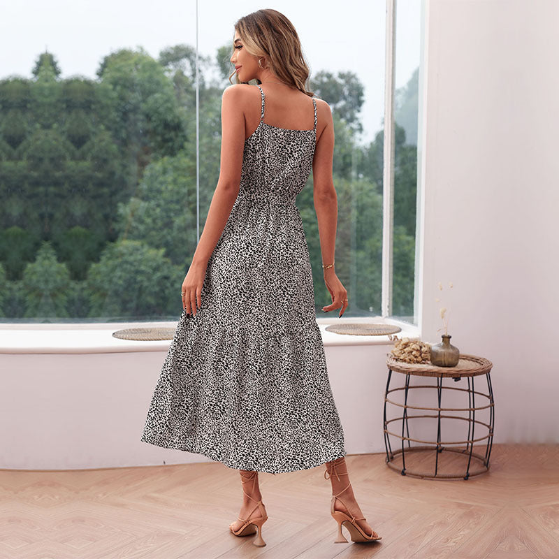 Damen Maxikleid Rüschen Taillengürtel Eveloria