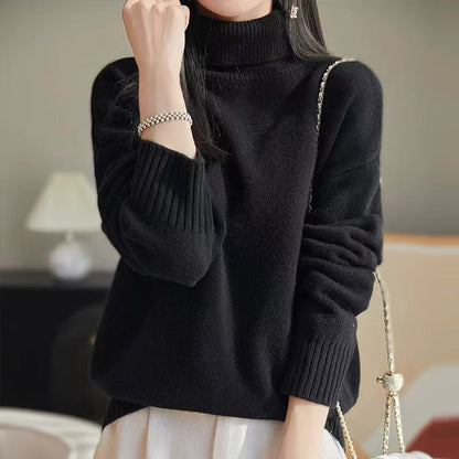 Damen Grobstrickpullover Hoher Kragen Weiches Material