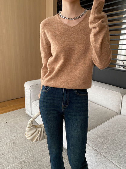 Damen Pullover V-Ausschnitt Weich Evelyn