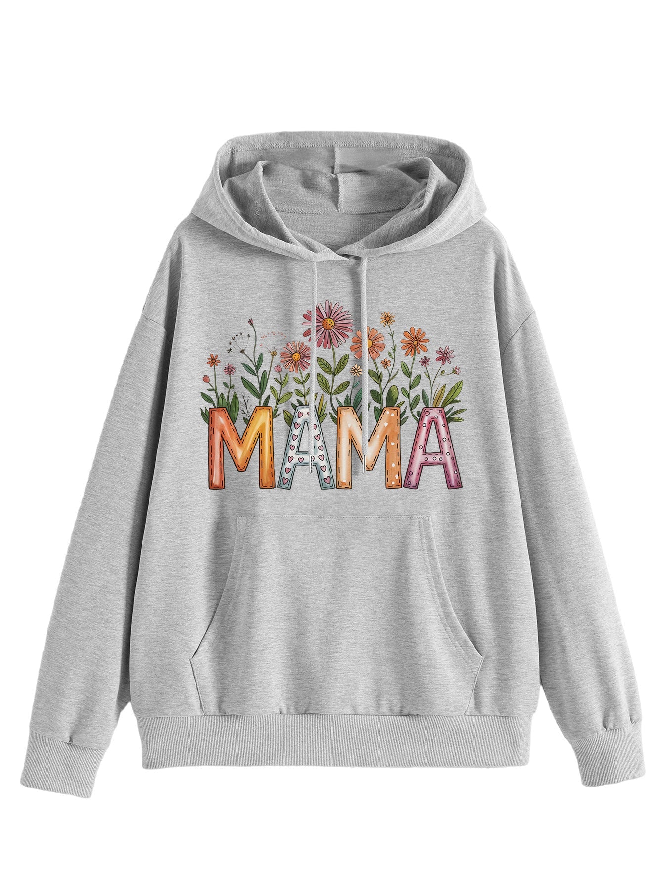 Damen Kapuzenpullover Floralmuster mit Schriftzug Eveloria