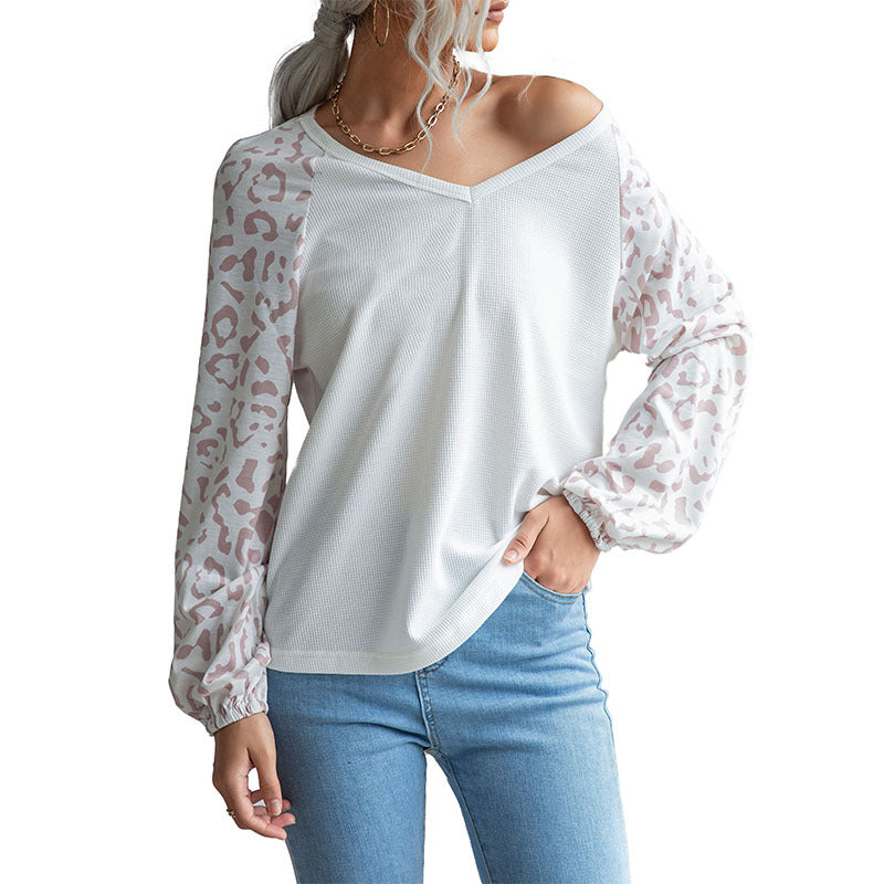 Damen Langarmshirt V-Ausschnitt Strukturierte Ärmel Details Eveloria