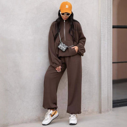 Damen Sweat-Anzug Elastisch Hochkragen Eveloria