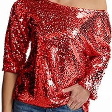 Damen Glitzernde Pailletten Bluse Eveloria