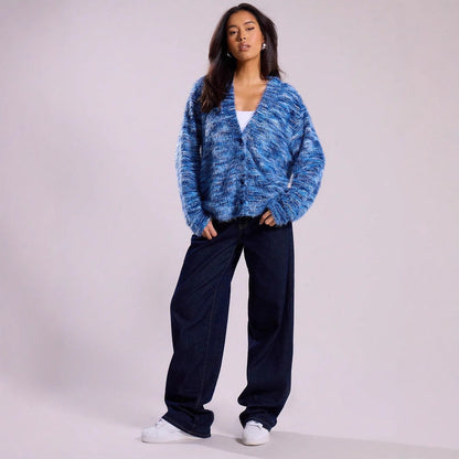 Damen Strickpullover V-Ausschnitt Luftig Farbverlauf
