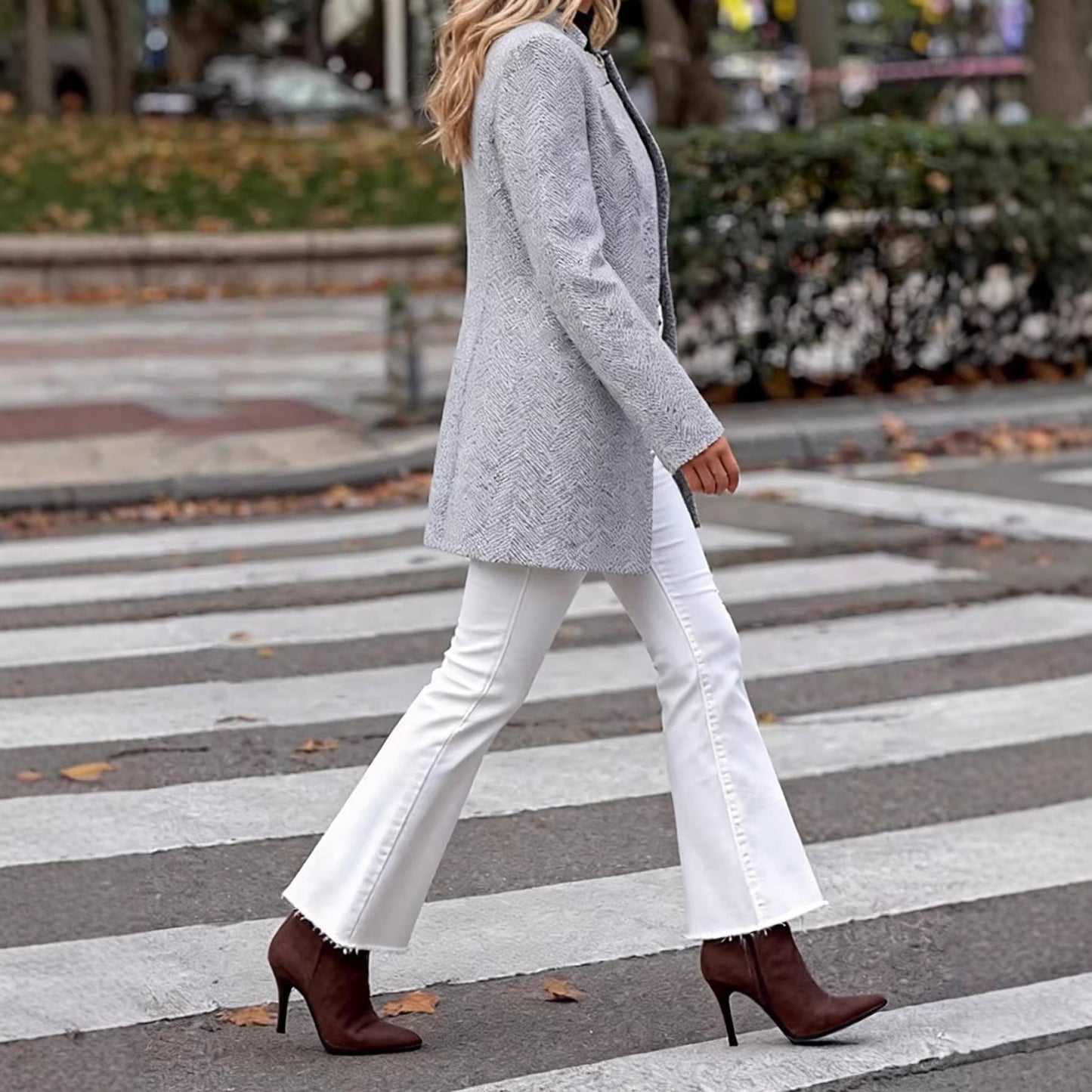 Damen Langblazer Strukturiert Elegant Eveloria