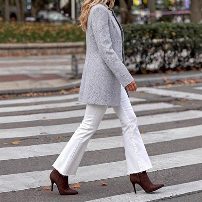 Damen Langblazer Strukturiert Elegant Eveloria