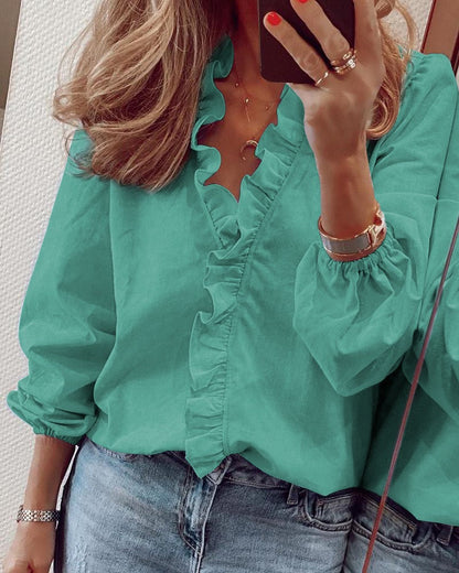 Damen Bluse Rüschendetail Elegantes Oberteil