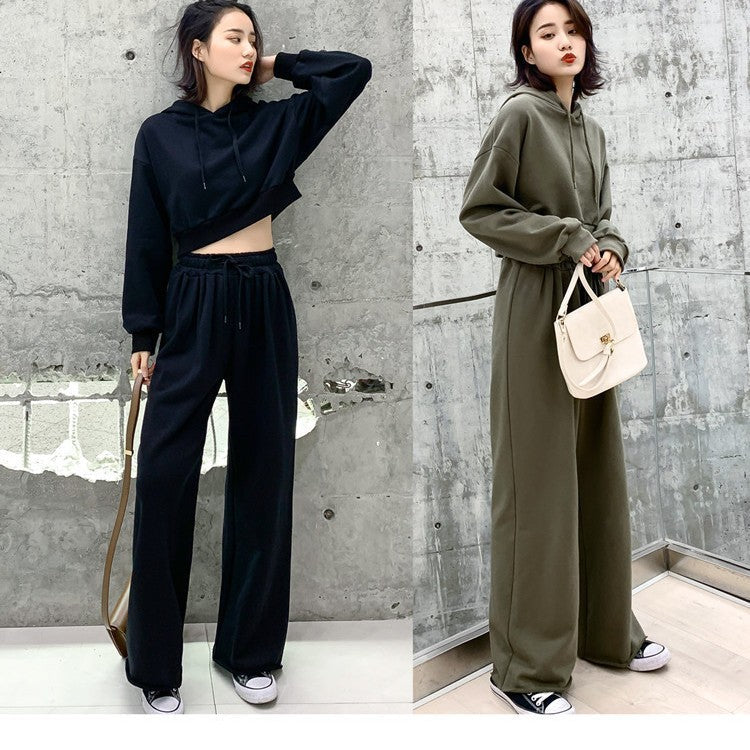 Damen Loungewear-Set Kapuzenpullover Hose Bequem Grau