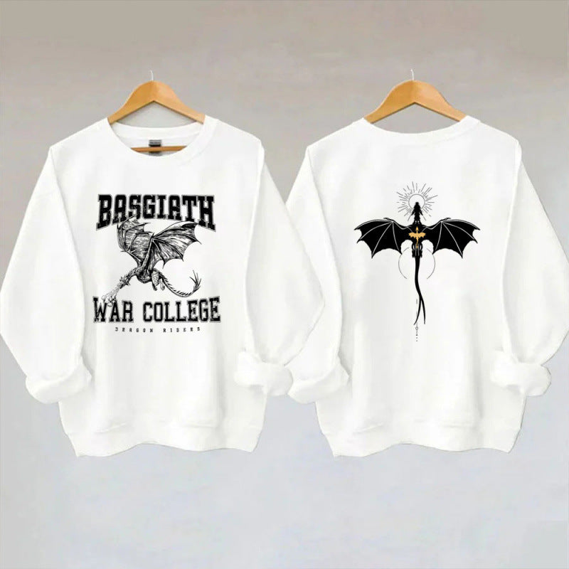 Damen Sweatshirt Drachenmotiv College-Design Grau Eveloria